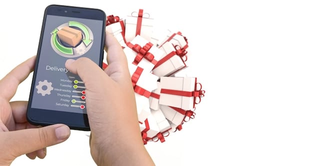 A smartphone displaying a coupon app, with various security features highlighted, such as two-factor authentication, biometric login, and encrypted data storage. The background shows blurred icons of payment methods with lock symbols.
