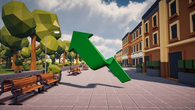 An upward-trending graph superimposed over a photo of a university campus, symbolizing successful investment growth of a 529 plan used for higher education.