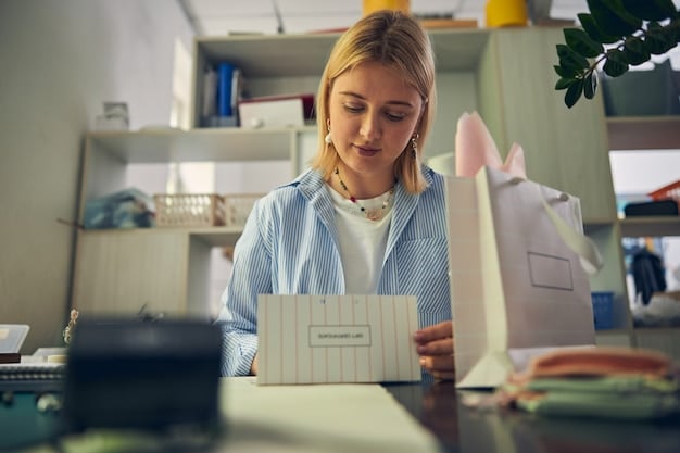 A person organizing receipts and documents with a label maker, emphasizing the importance of meticulous record-keeping for tax purposes.