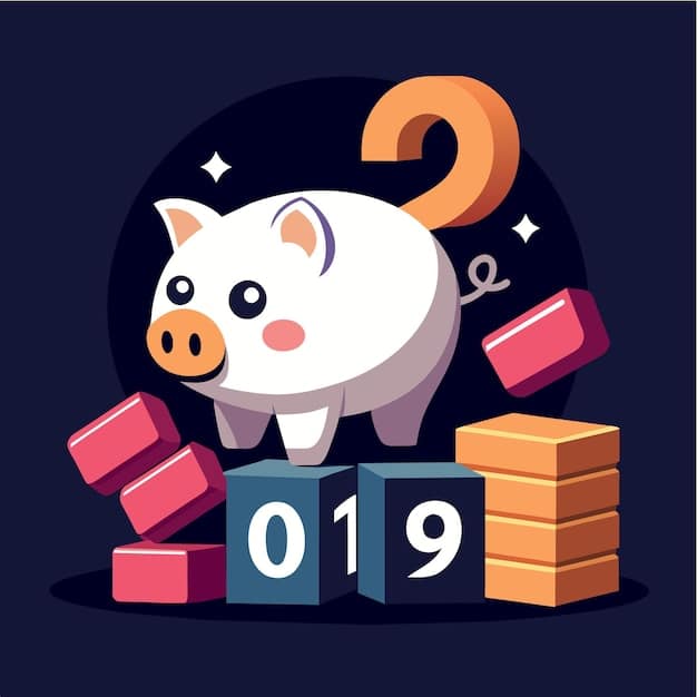 Visualize a person happily putting money into a piggy bank with 