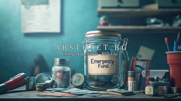 A visual representation of an emergency fund, showing a savings jar labeled 