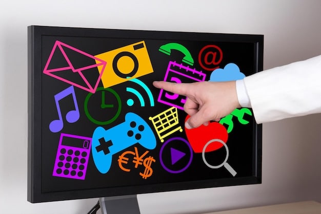 A person selecting a streaming service from a smart TV interface. The screen displays logos of various popular streaming platforms.