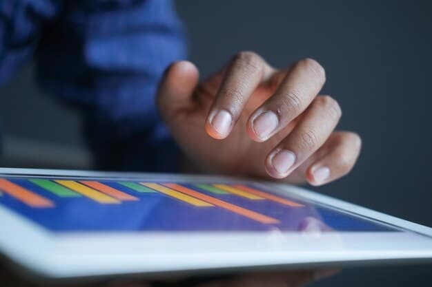 A person reviewing a colorful financial dashboard with graphs illustrating net worth trends over several years. The dashboard includes sections on assets, liabilities, and investment performance.