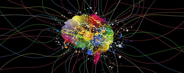 A diagram illustrating the concept of neural pathways and brain activity during learning. The image uses abstract, colorful representations of brain regions and connections.