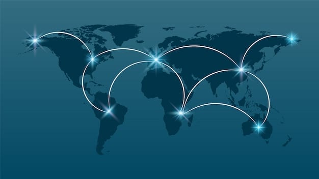 A stylized graphic illustrating global trade routes being rerouted, with some lines blocked and others opened, symbolizing the impact of economic sanctions on international commerce and Russia's pivot towards non-Western markets.