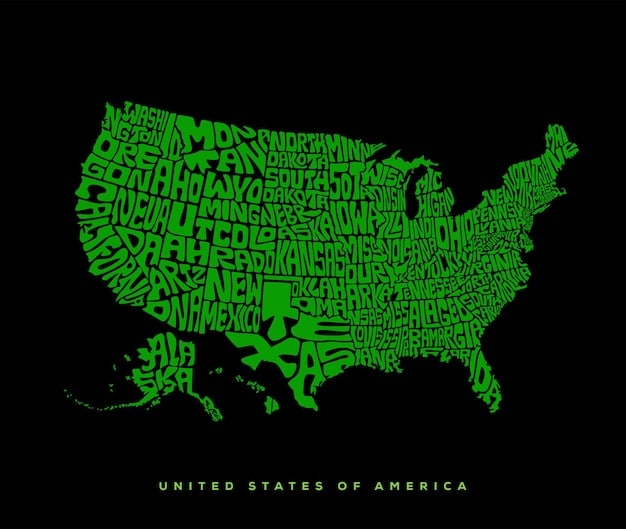A map of the United States with some states highlighted in dark green (high salaries) and others in light red (low salaries), providing a visual representation of salary distribution. Adjacent to the map are small bar graphs indicating average teacher salaries for a few representative states.