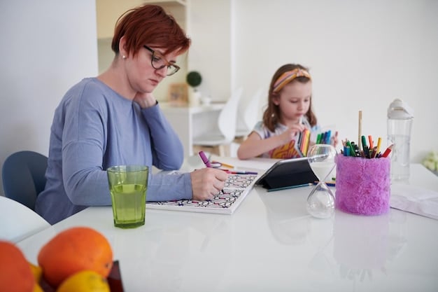 A parent and a special education teacher sitting at a table, reviewing an IEP document together. They are both smiling and engaged in a positive discussion, highlighting the importance of collaboration in special education.