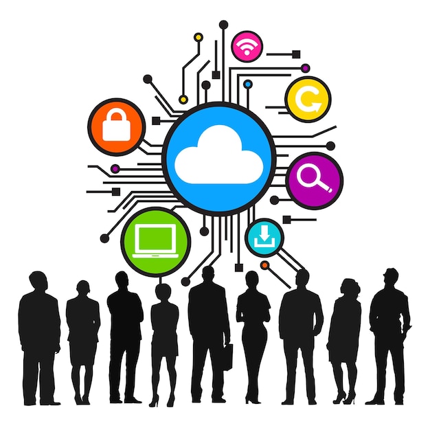 A graphic illustration showing a student's silhouette surrounded by various data points and icons representing different types of personal information, with a padlock symbol indicating data security.
