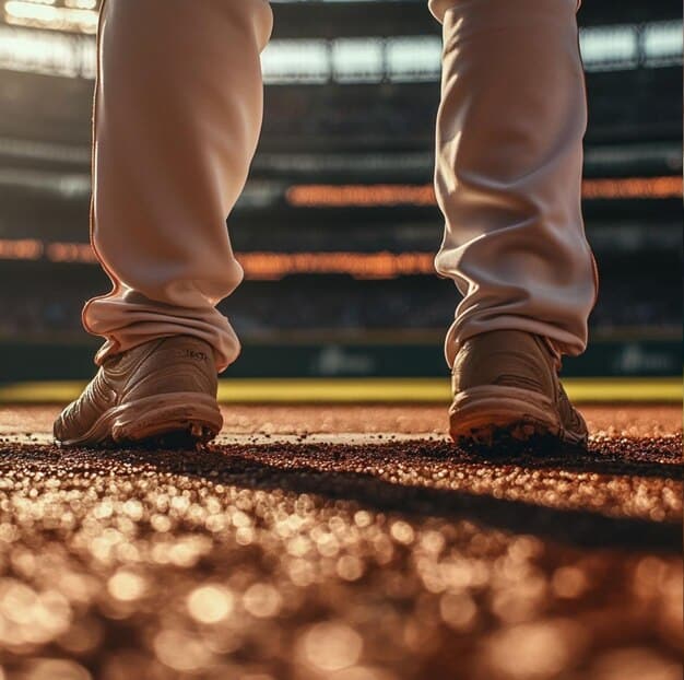 A close-up shot of a baseball field focusing on the larger base. A player's foot is blurred as he runs to the base, emphasizing the increased base stealing action. The bright green grass and clear markings of the base enhance the visual appeal. The scene captures a moment of dynamic play related to the new rules impacting MLB Attendance Up 8% This Season: Is Baseball Making a Comeback?