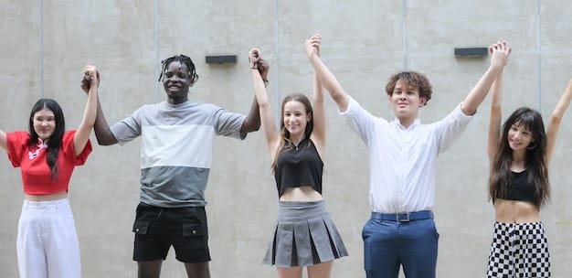 A group of young athletes celebrating a victory, showcasing teamwork and camaraderie. The scene evokes a sense of achievement and personal growth. This reflects the positive impacts of the US Olympic Committee Announces $5 Million Investment in Youth Sports Programs.
