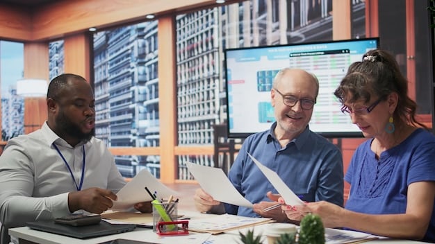 A diverse panel of experts reviewing documents and discussing the merits of different candidate cities. The setting is modern and professional, emphasizing the rigorous evaluation process.