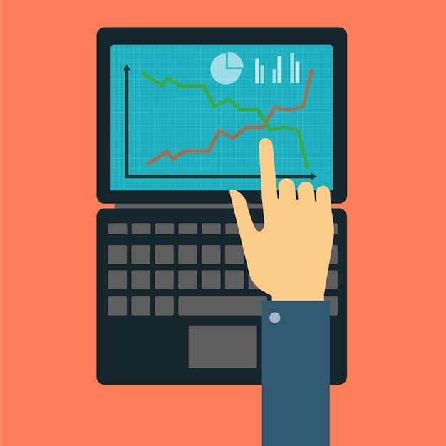 A detailed financial dashboard on a computer screen, displaying graphs for revenue, expenses, and profit margins. A hand is seen interacting with a mouse, symbolizing financial analysis.