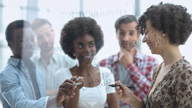 A diverse and inclusive team of professionals actively participating in a brainstorming session, emphasizing collaboration and diverse perspectives.