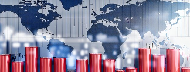 A graph showing fluctuating import and export lines between two countries, representing the economic impact of trade tariffs on global supply chains.