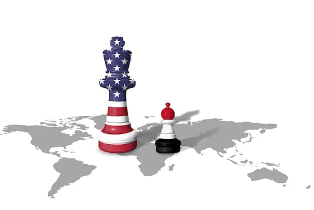 A symbolic image depicting two separate, well-defined trade routes emerging from the US coastline, one leading to the UK and another to the European Union, illustrating the need for diversified trade strategies post-Brexit.